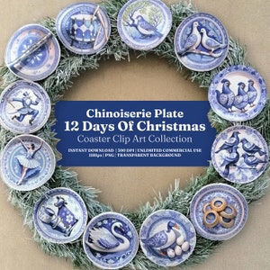 Ontwerpcollectie Chinoiserie-bord 12 Days Of Christmas