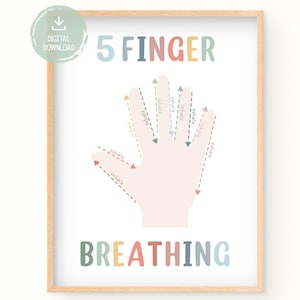 5 Finger Atem Druck, Beruhigungstechnik, Boho Klassenzimmer Dekor (Digitaler Download)