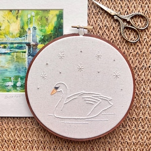 Swan Embroidery Hoop | Swan Art | Swan Room Decor | Swan Nursery Decor
