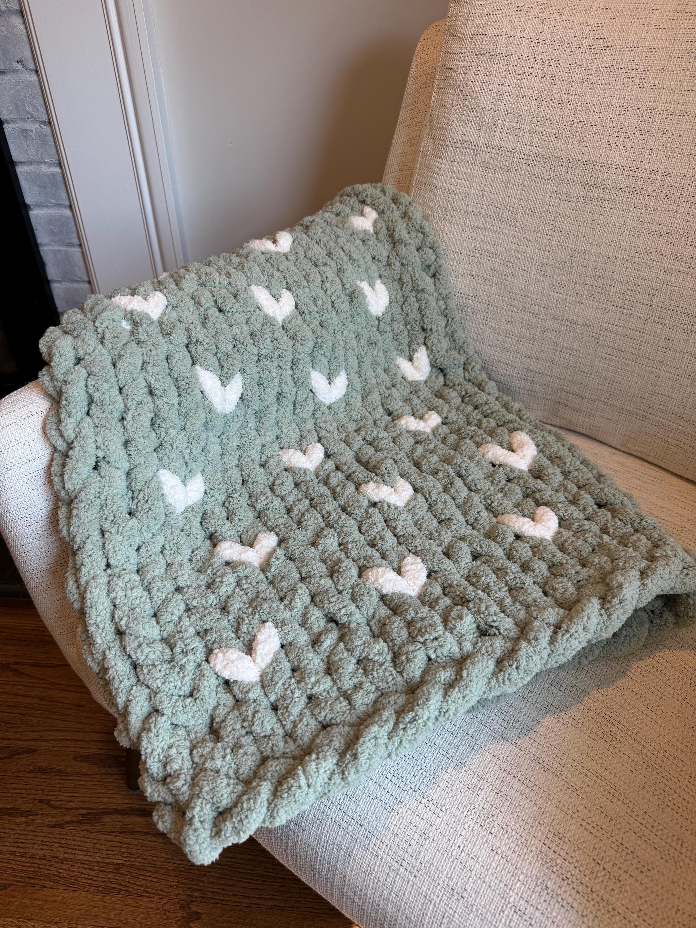 Chunky Knit Baby Blanket- Sage