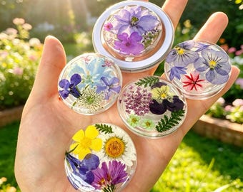 Handmade Real Flower Resin Phone Grip, Pressed Magnetic Holder Base For Kindle, Leaf Stand Gift