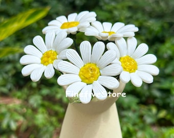 Handmade Glass Daisy Bouquet, Floral Arrangement, Birthday Gift