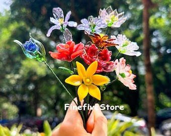 Glass Birth Flower Figurine, August Birthday Gift, Handmade Flower