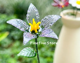 Handmade Glass Violet Flower, Floral Bouquet Gift