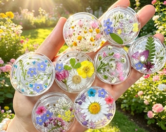 Handmade Real Forget Me Not Resin Phone Grip, Pressed Baby's Breath Daisy Magnetic Holder Base For Kindle, Fern Leaf Narcissus Stand Gift