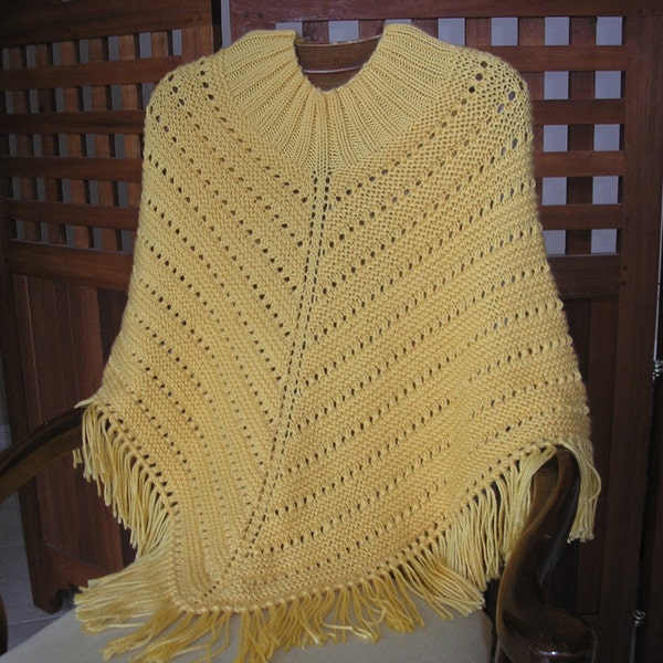 Knitted Ladies Poncho - Sunshine