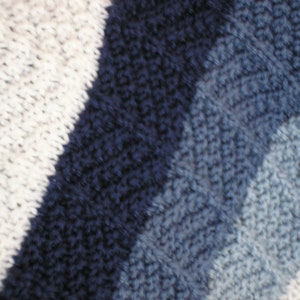 Knitted Afghan in Three Blues and White image 5