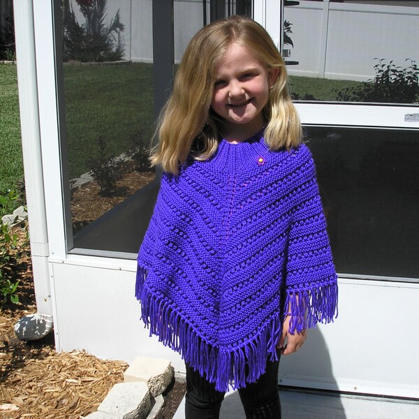 Knitted Poncho, Girls Large - Iris