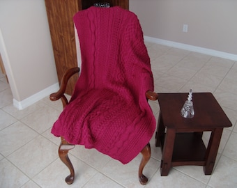Knitted Afghan Pattern - Variety of Stitches in Raspberry, PDF