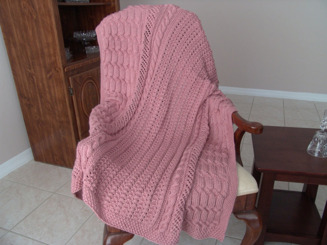 Knitted Afghan Pattern Afghan in Victorian Rose, PDF Etsy