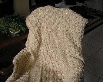 Knitted Afghan in Beige