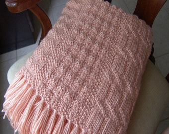 Knitted Afghan - Peach Delight