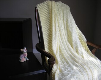 Knitted Afghan in Off White
