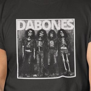 Maglietta Dabones Band anni &#39;70 e &#39;80, punk rock, moda rock and roll, scheletro, Halloween, musica rock, umorismo