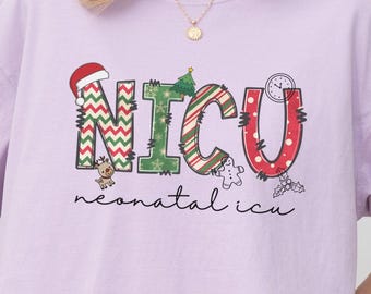 NICU Christmas Shirt, Neonatal ICU Candy Cane Crew Shirt, Holiday NICU Nurse Gift Shirts, Retro Nicu Xmas Shirt, Registered Nurse, S297