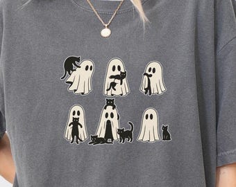 Floating Ghosts Halloween Shirt, Cute Minimal Spooky Ghost Tee, Funny Trick Or Treat Graphic Shirt, Halloween Aesthetic Tee, S351