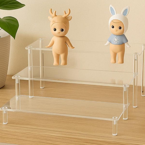 Acrylic Display Stand, Clear Display Riser Rack, 1-5 Tier Shelf for Cupcakes, Perfume, Dolls, Figurines, Collectibles, Countertop Organizer