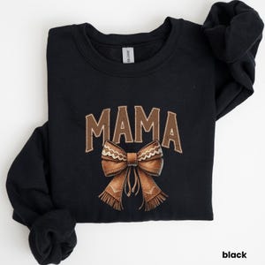 Mama Coquette Bow Sweatshirt, Western Mom Life Shirt, Trendy Cowgirl Crewneck, Cute Rustic Mama Gift, Retro Coquette Bow Mama Gift Tee, U617