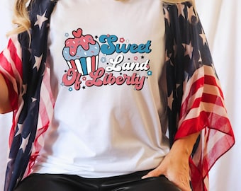 Sweet Land of Liberty Shirt, Patriotic USA Tee, 4th of July Shirt, American Pride Shirt, Independence Day Tee, Vintage USA Shirt, T143