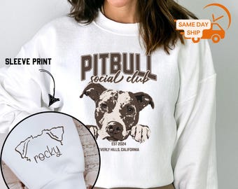 Moletom personalizado Pit Bull, suéter Pitbull Mama, camisa Pitbull, camisa personalizada com nome de cachorro, presente de lembrança para mãe Pitbull, presente de dia das mães, U252