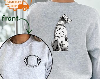 Dalmatian Ear Outline Sweatshirt, Ears Sketch Sweater, Custom Portrait Pet Ears Shirt, Dog Mom Sweatshirt, New Dog Owner Sweatshirt, U233