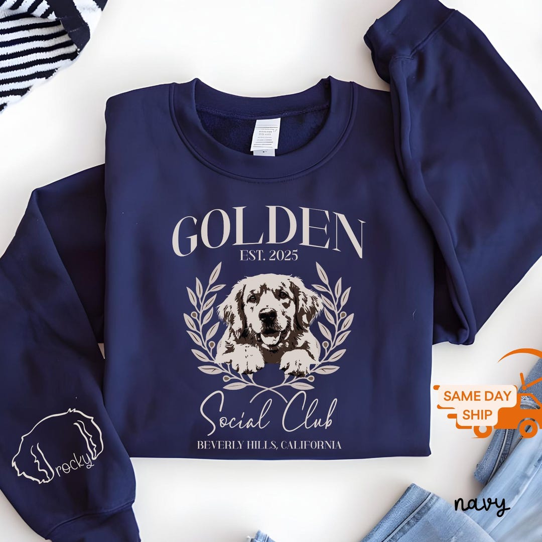 Custom Golden Retriever Social Club Sweatshirt, Dog Name Personalized ...