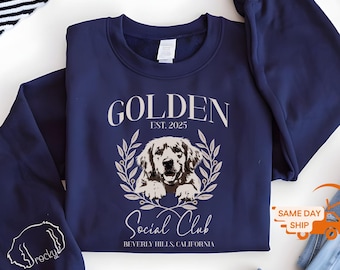 Custom Golden Retriever Social Club Sweatshirt, Dog Name Personalized Sweatshirt, Dog Lover Gift, Dog Mom, Retriever Owner Sweater, U257