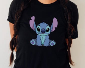 Jolie chemise Stitch Disney, t-shirt personnage Stitch Kawaii, t-shirt graphique Lilo and Stitch, cadeau de point de dessin animé pour enfants et adultes, D017