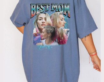 Meilleure chemise bootleg pour maman, t-shirt avec collage photo maman personnalisé, cadeau Style rétro des années 90 pour la fête des mères, un anniversaire ou Noël, S226