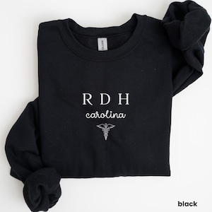 Personalized RDH Sweatshirt, Registered Dental Hygienist Crewneck for Women, Custom Hygienist Gift, Dental Team Apparel, U679