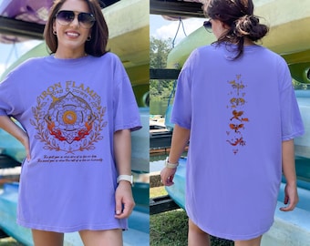 Iron Flame Dragon T-Shirt, Burn It Down Quote Tee, Fourth Wing Back Print Shirt, Basgiath Flame Top, Reader Gift Tee, B008