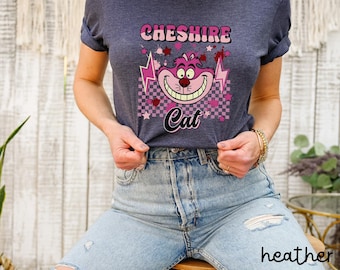 Disney Cheshire Cat Shirt, Alice In Wonderland Tee, Retro Smiling Cat Graphic T-Shirt, Trippy Pink Purple Aesthetic Tee For Fans, D014