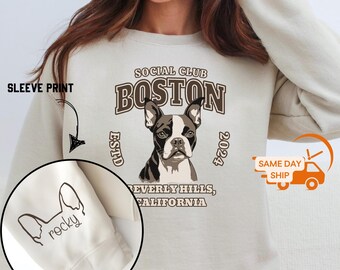 Moletom Boston Terrier personalizado, suéter Boston Terrier, presente para amantes do Boston Terrier, camisetas personalizadas para cães, presente para mães de cães Boston Terrier, U264