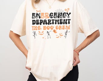 Emergency Boo Crew Halloween Shirt, Funny ER Nurse Ghost Tee, Spooky Medical Squad Costume Shirt, Emergency Room Trick Or Treat Tee, S339