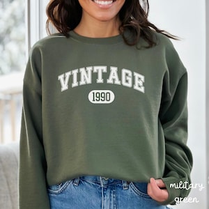 Sweatshirt geboortejaar, verjaardagssweater, shirt geboortejaar 1990, verjaardagscadeau voor vrouwen, cadeau verjaardagssweatshirt 1990, U103