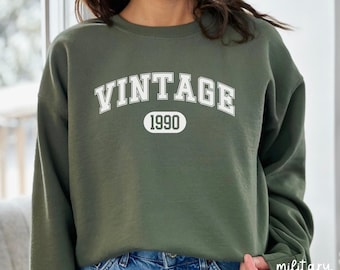 Birth Year Sweatshirt, Birthday Sweatshirt, 1990 Birth Year Number Shirt, Birthday Gift for Women, Birthday Sweatshirt Gift 1990, U103
