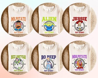 Camisetas personalizadas de personajes de Toy Story, camisetas de Buzz, Woody y Jessie, camisetas de vacaciones familiares de Disney, conjunto de camisetas de cumpleaños de Toy Story, D052