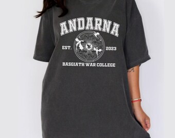 Andarna Baby Dragon Tee, Basgiath College Crest Shirt, Fourth Wing Fantasy Top, Book Lover Gift T-Shirt, Cozy Reader Tee, B009