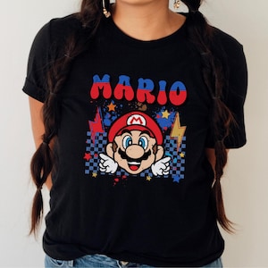 Super Mario Kids T-Shirt, Retro Gaming Graphic Tee, Colorful Mario Nintendo Shirt For Video Game Fans And Birthday Gifts, D007