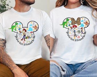 Dopasowane koszulki Disney, koszulka Youve Got A Friend, koszulka Toy Story Couple, koszulka Buzz Woody Disney, koszulki Pixar Love, koszulka Disney trip, D071