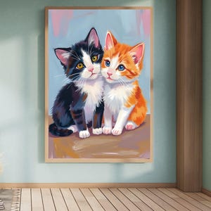 Cat Friends Art Print: Adorable Kitten Illustration (Digital Download)