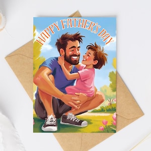 Vatertags Karte Digitaler Download – Niedliches Vater und Tochter Kunstwerk – Druckbares Geschenk für Papa – Sofortige Wandkunst für die Inneneinrichtung