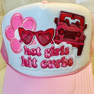 Hot Girls Hit Curbs Pink/White Trucker Hat