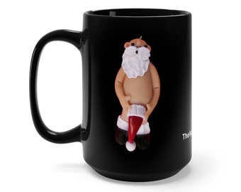 Naughty, Mr Santa Claus, with Hat, - Mug, 15 oz, Santa Coffee mug, Christmas Coffee cup, Naked Santa, Naughty Santa, Secret Santa,