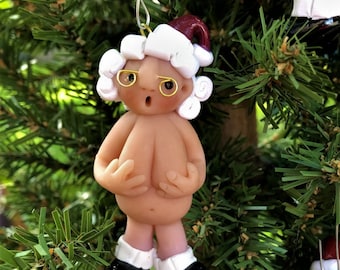 Naughty Mrs Santa Claus, Christmas Ornament, Santa Ornament, Breast Cancer, Cancer Awareness tree ornament,