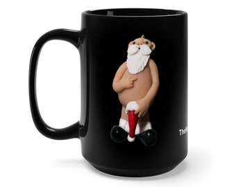 Naughty, Finger Salute, Santa, Coffee, Mug 15 oz, Santa shooting bird, Santa Coffee cup, Christmas Coffee cup, Christmas decor,Naughty Santa