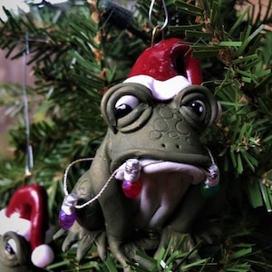 SOLD OUT - Naughty Ba Humfrog Christmas Ornament, Ba Humbug, Frog, Toad, Santa Ornament, Naughty Santa, Naked Santa, tree ornament, ugly