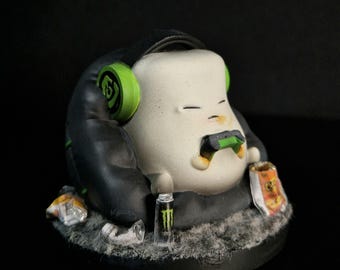 Handbemalte Mallowkin Gamer Resin Statue: 3D Gedrucktes Resin Sammlerstück