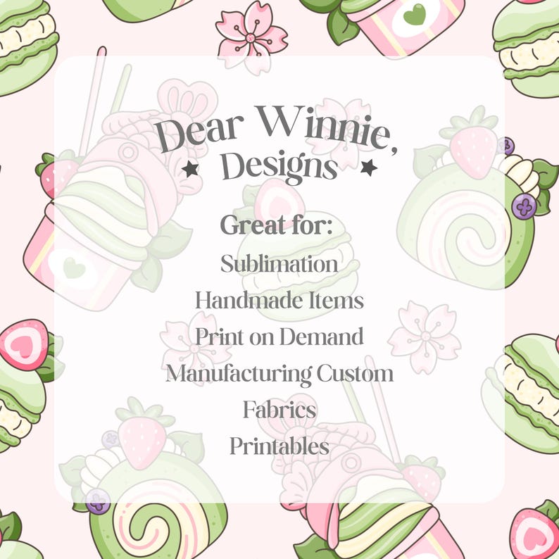 Starry Matcha Sweet Treats Seamless Pinstripe Surface Pattern - Digital ...