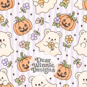 Boo Bears Halloween seamless Surface Pattern -  Digital Download File PNG